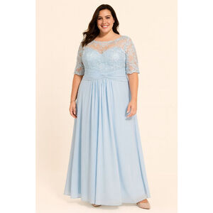 JJsHouse Sky Blue Lace Chiffon Formal Gown NWT Size 12